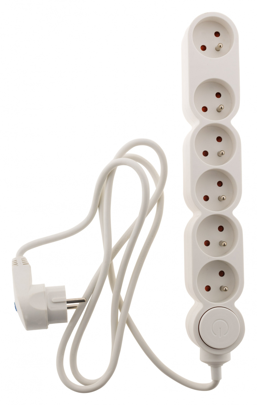 Bloc Home 6 prises 16A 2P+T avec interrupteur et fiche parafoudre - Blanc -  câble HO5VV-F 3G1 1,5m