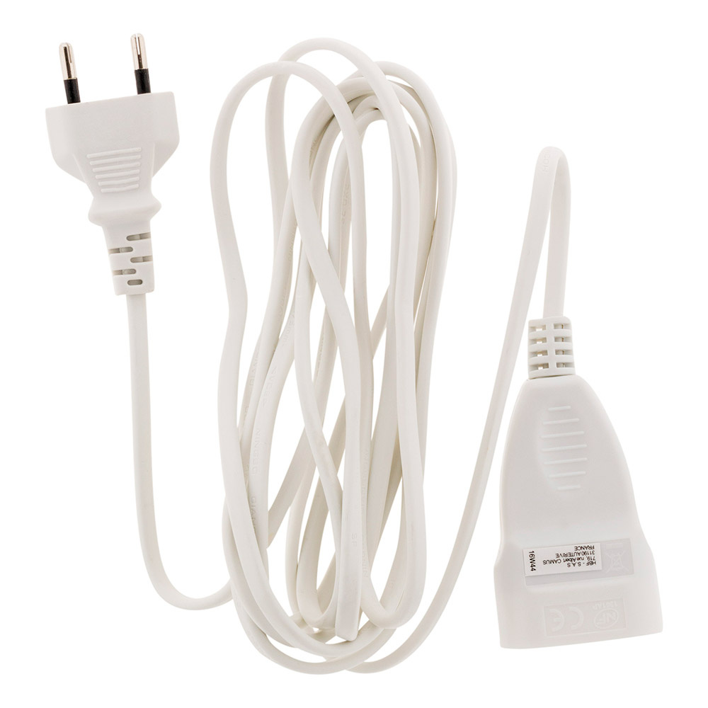 Rallonge prolongateur électrique blanc 2 mètres 6A 2x0.75mm² L'EBENOID